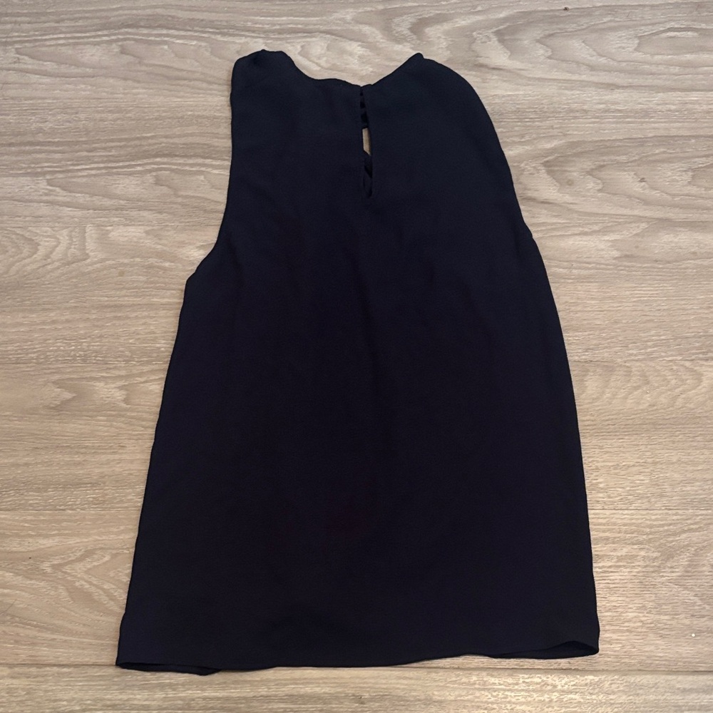 Michael Kors Navy Blouse with Gold Accent